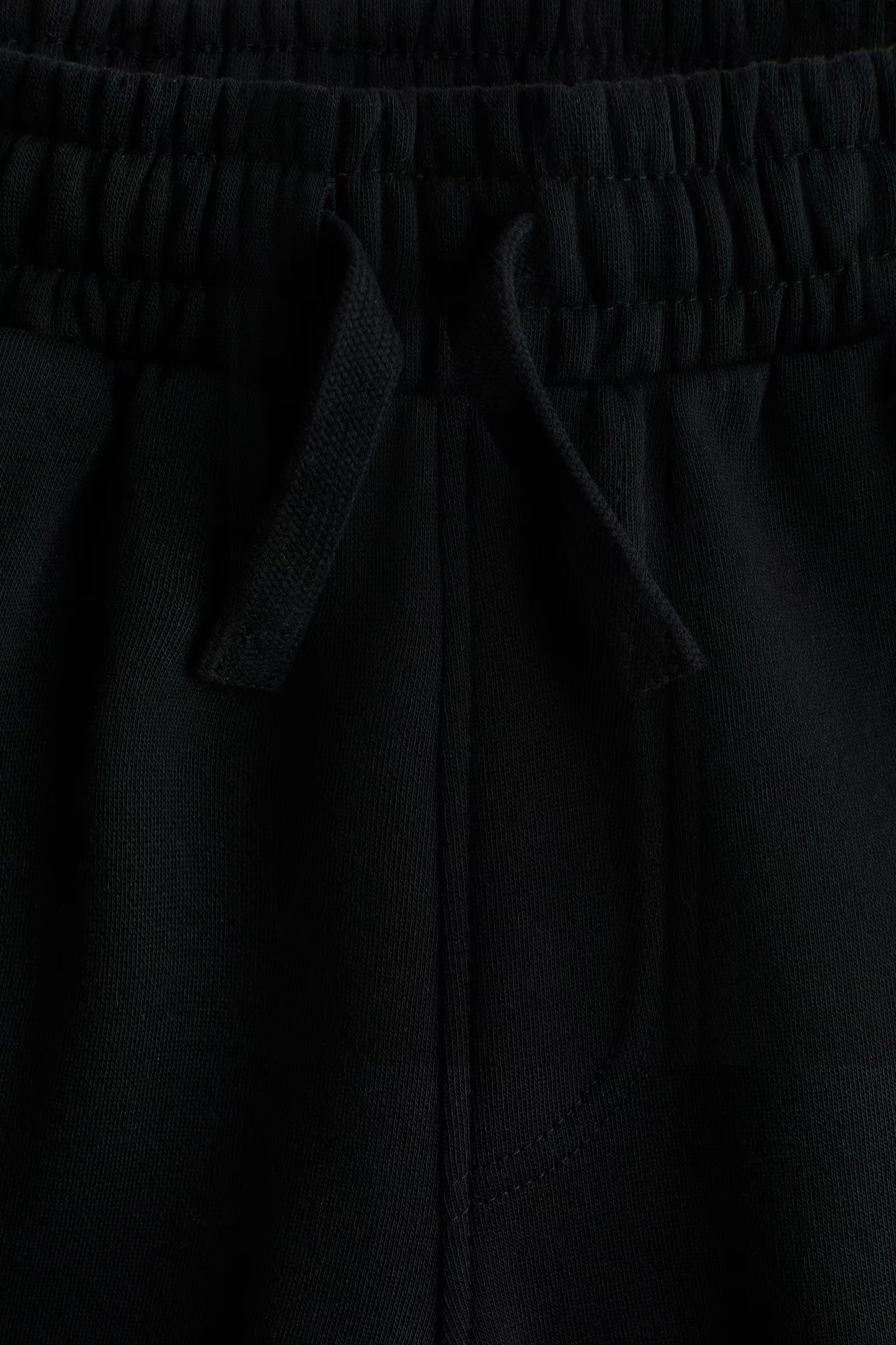 Wide Leg Melton Cotton Sweatpants - Black