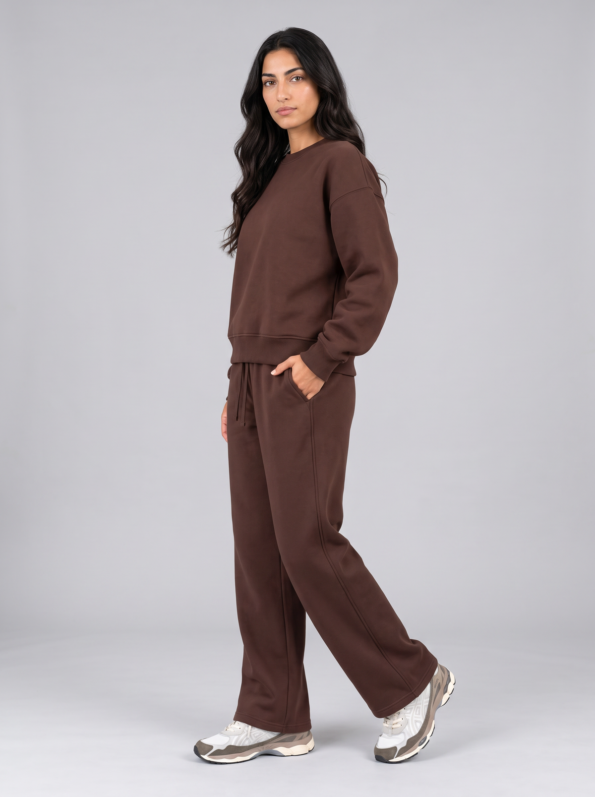 Full Set Boxy Crewneck - Brown - Muse Set 30