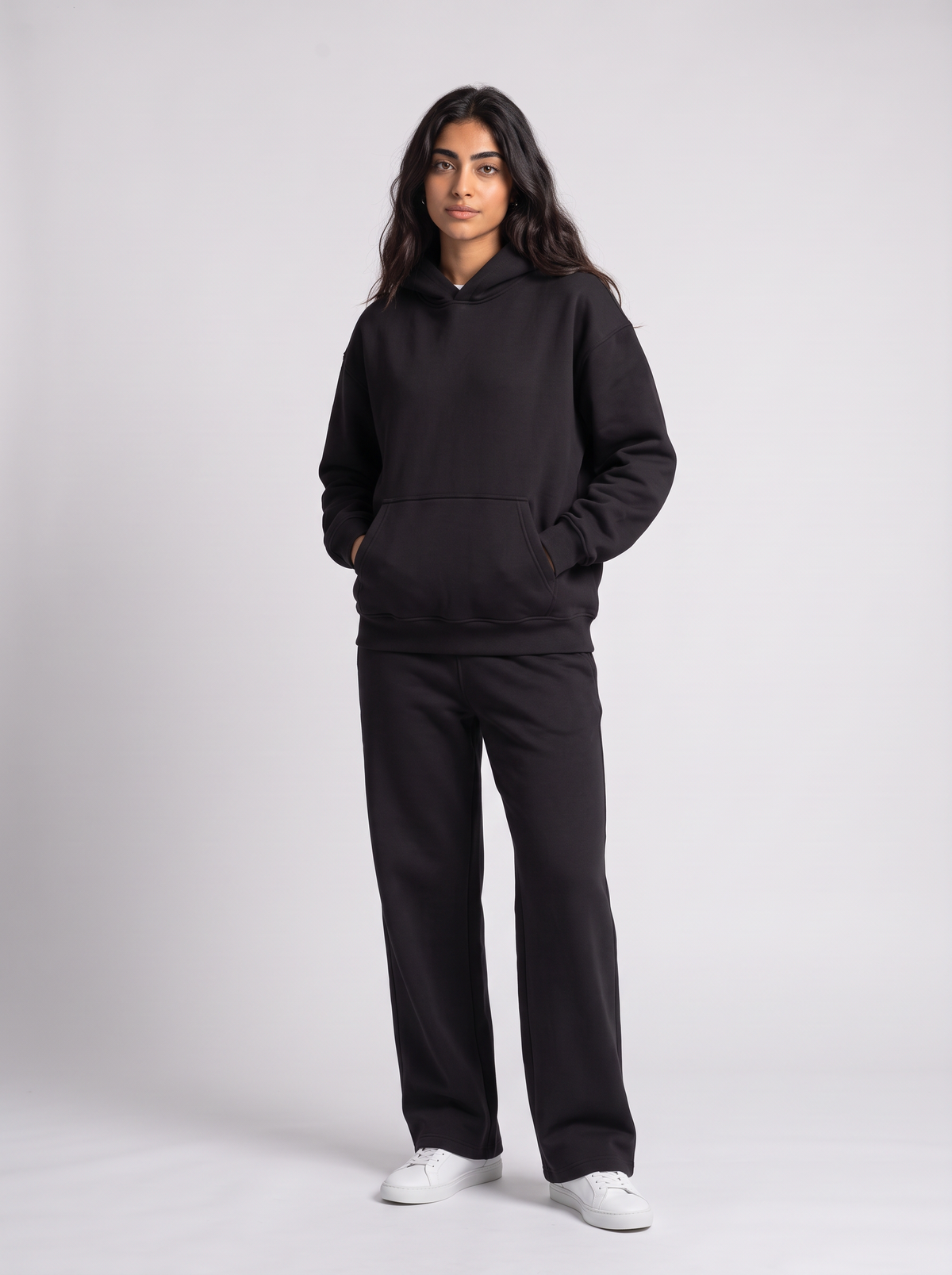 Full Set Oversized Hoodie + Wide Leg - Black