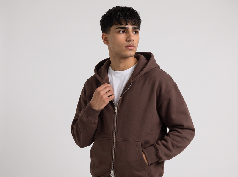Sully Double Zip Hoodie - Brown