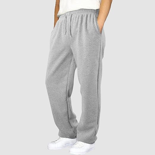 Straight Leg Melton Cotton Sweatpants - Heather Gray
