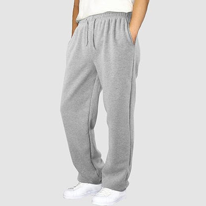 Straight Leg Melton Cotton Sweatpants - Heather Gray