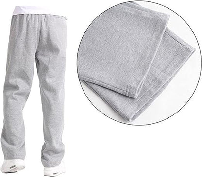 Straight Leg Melton Cotton Sweatpants - Heather Gray