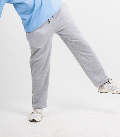 Straight Leg Melton Cotton Sweatpants - Heather Gray