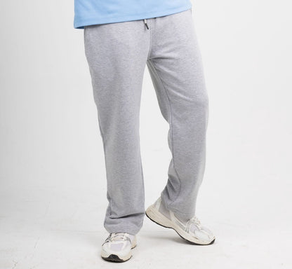 Straight Leg Melton Cotton Sweatpants - Heather Gray