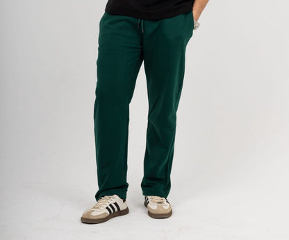 Straight Leg Melton Cotton Sweatpants - Darkgreen