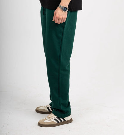 Straight Leg Melton Cotton Sweatpants - Darkgreen