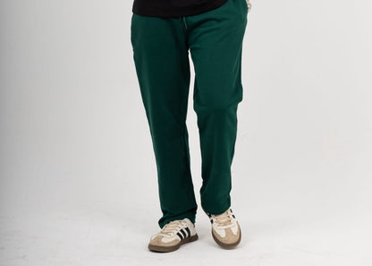 Straight Leg Melton Cotton Sweatpants - Darkgreen