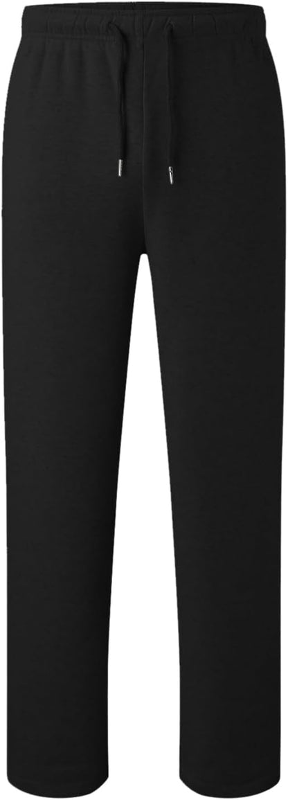 Straight Leg Melton Cotton Sweatpants - Black