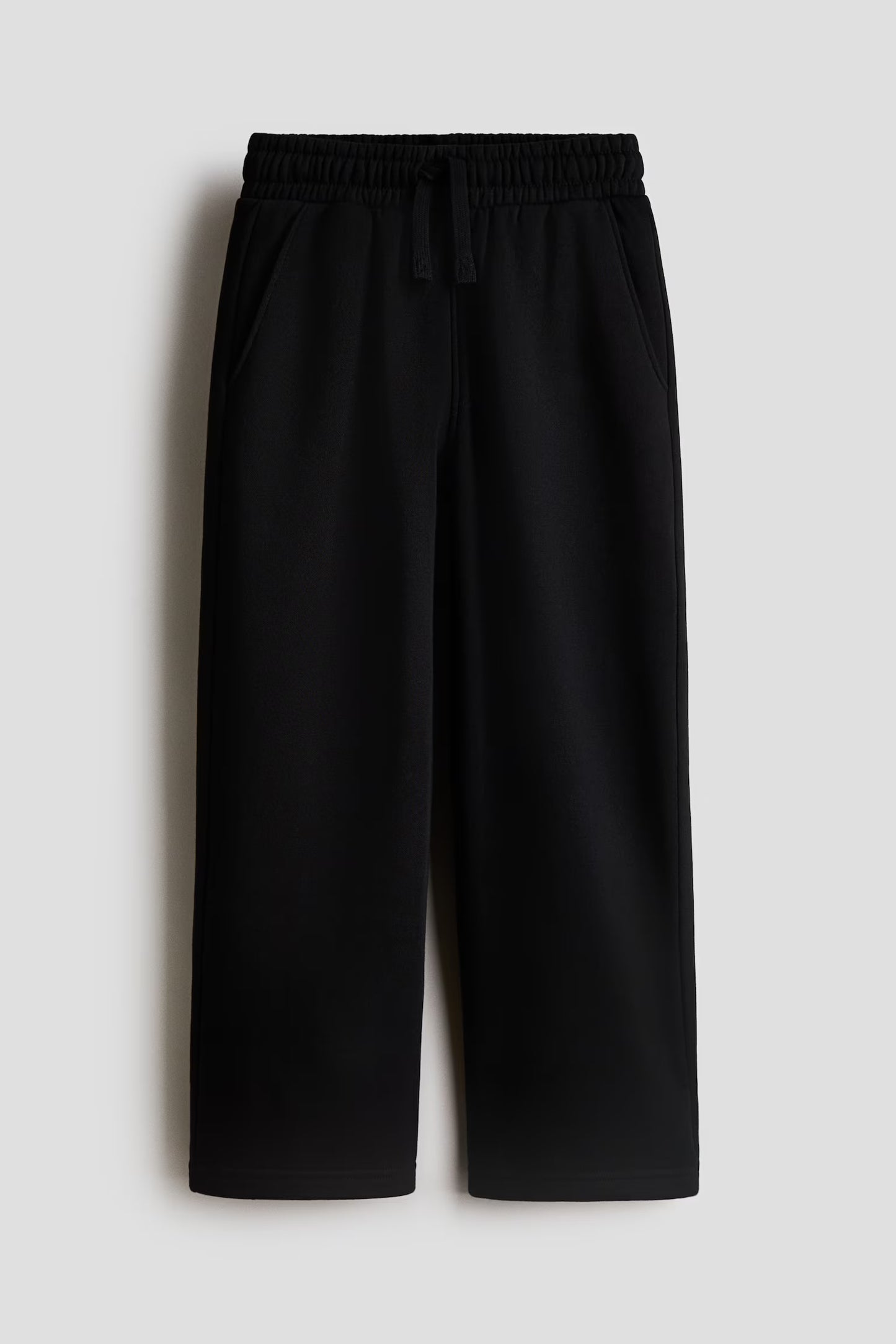 Wide Leg Melton Cotton Sweatpants - Black
