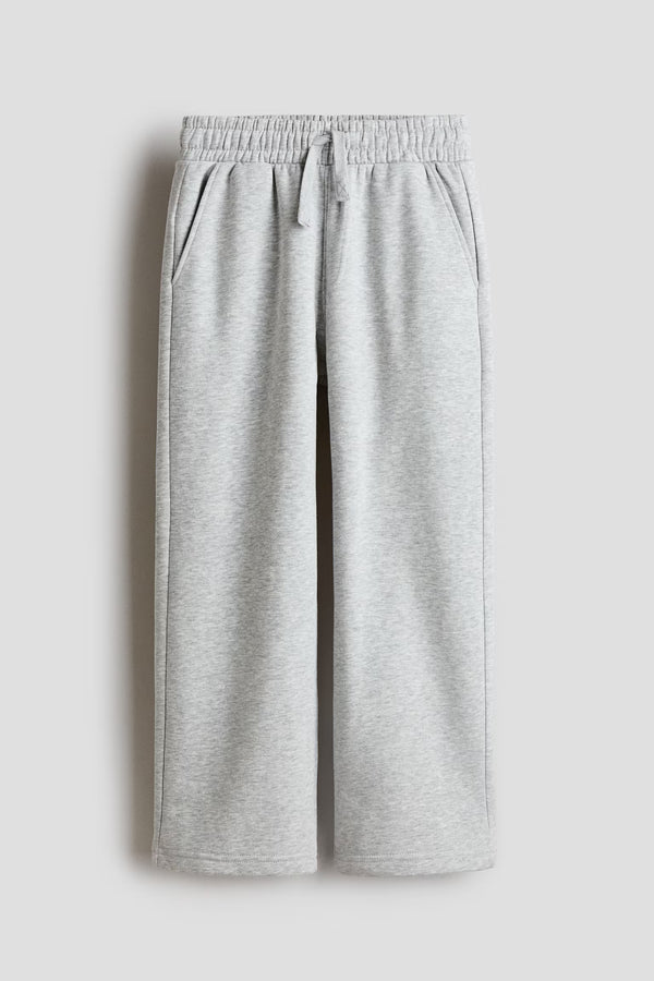 Wide Leg Melton Cotton Sweatpants - Heather Gray