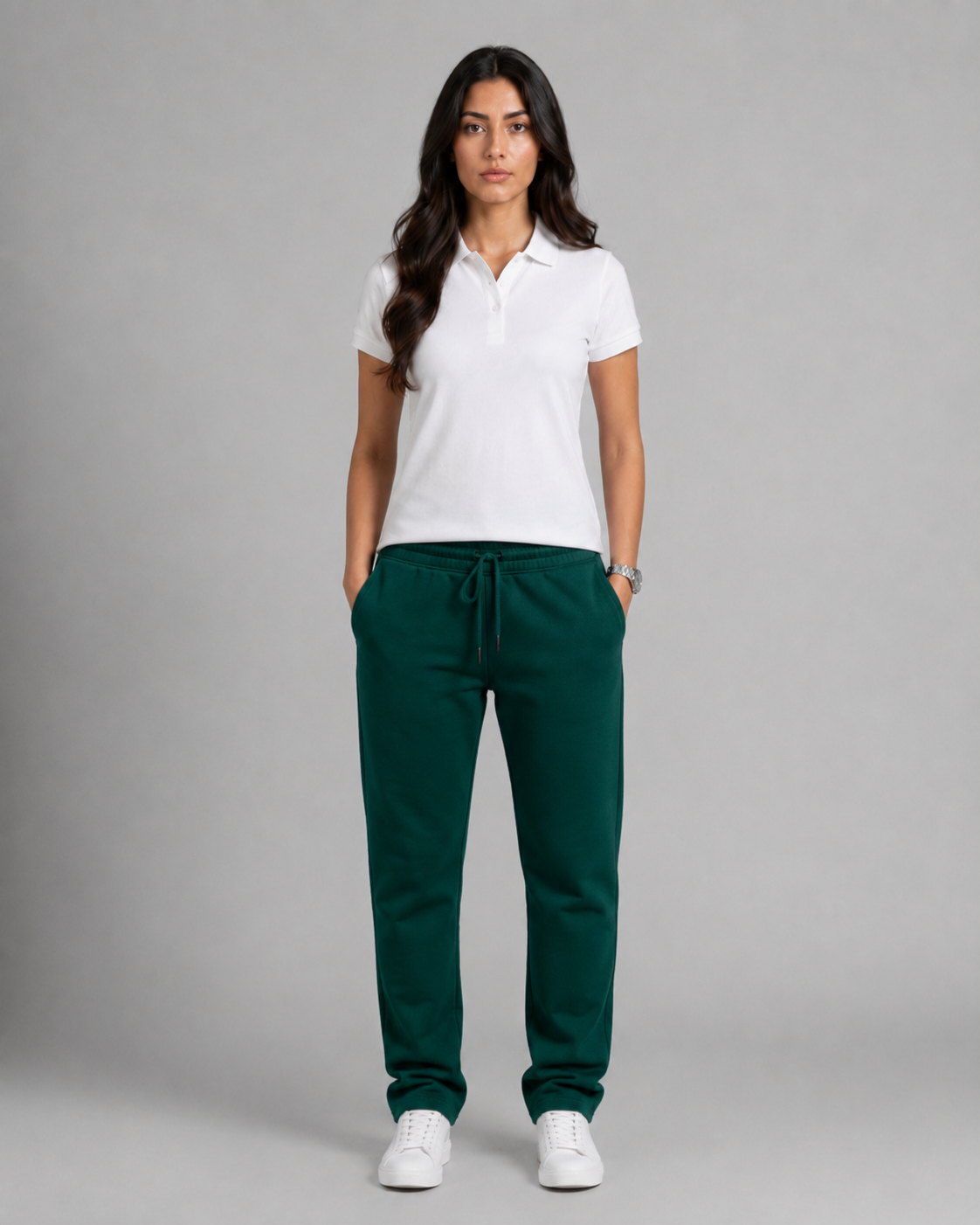 Straight Leg Melton Cotton Sweatpants - Darkgreen