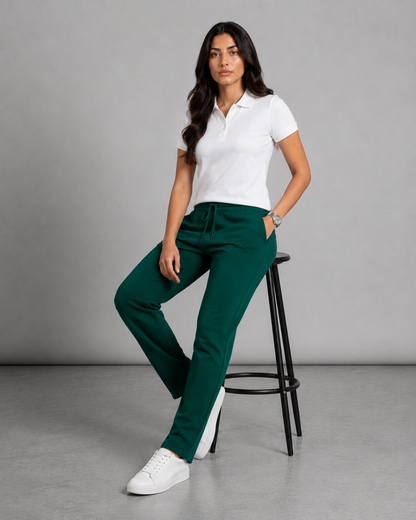 Straight Leg Melton Cotton Sweatpants - Darkgreen
