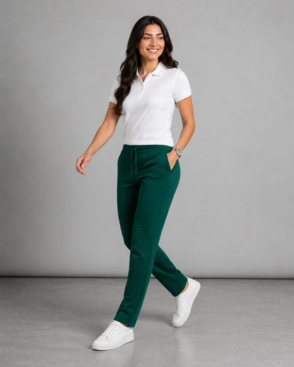 Straight Leg Melton Cotton Sweatpants - Darkgreen