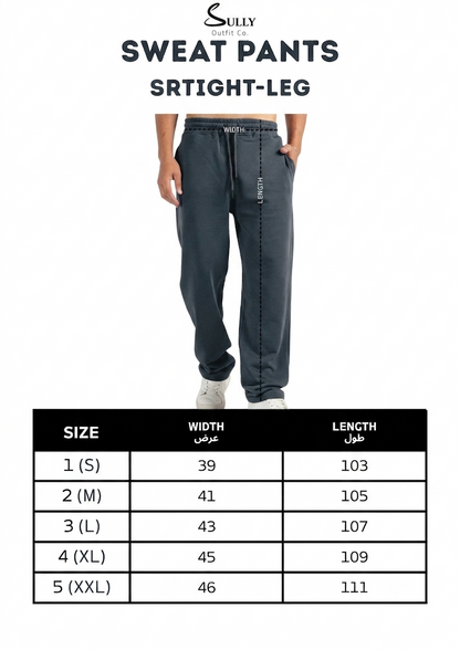 Straight Leg Melton Cotton Sweatpants - Black