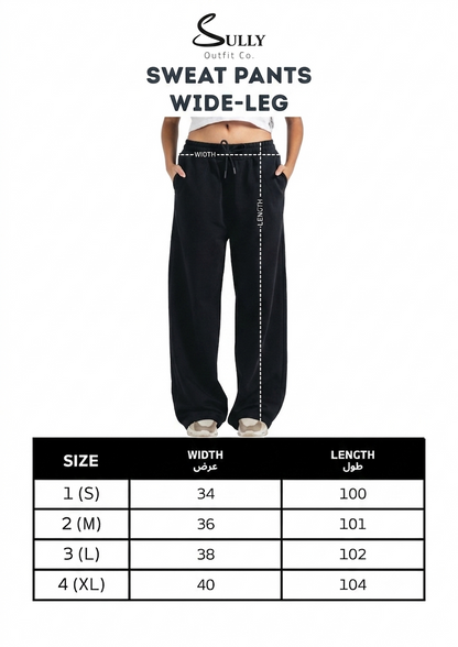 Wide Leg Melton Cotton Sweatpants - Dark Green