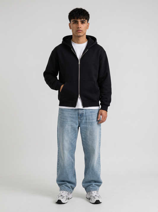 Double Zip Hoodie - Black - Pulse Front Hero