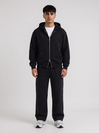 Double Zip Hoodie - Black - Pulse Set Front