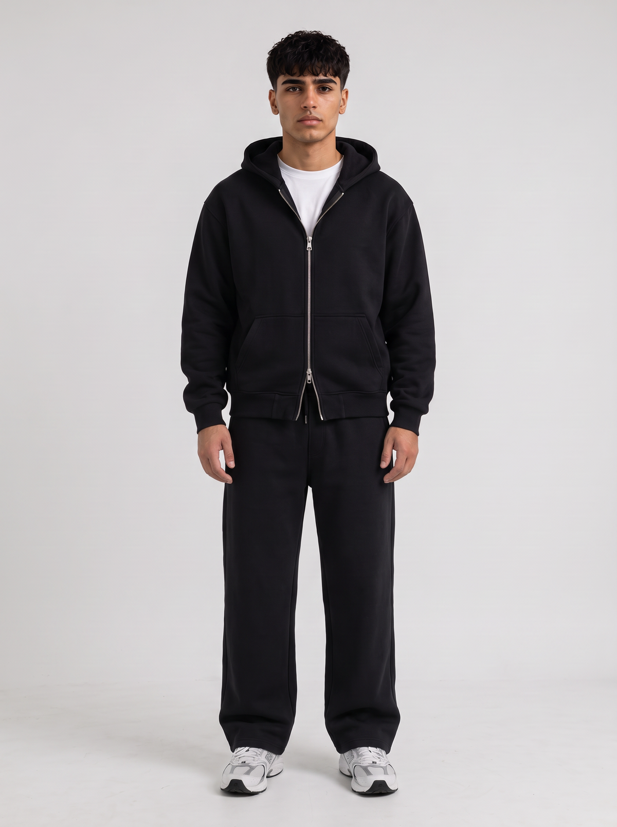Full Set Double Zip Hoodie - Black - Pulse Set Front