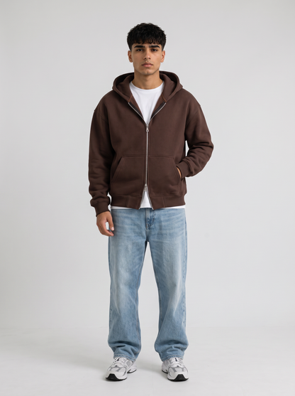 Double Zip Hoodie - Brown - Pulse Front Hero