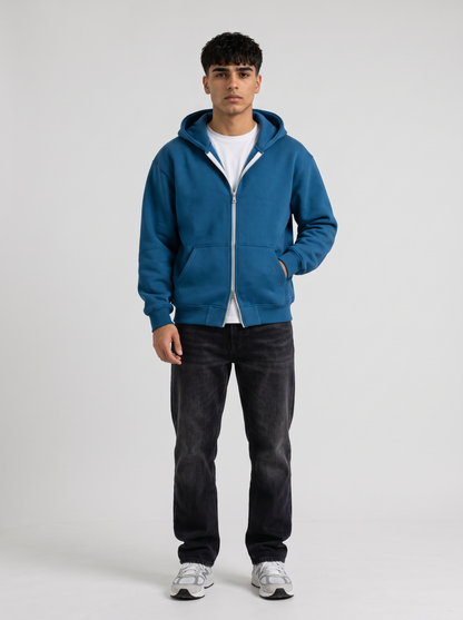 Double Zip Hoodie - Blue - Pulse Front Hero