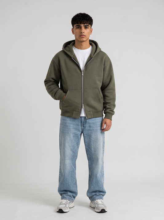Double Zip Hoodie - Olive - Pulse Front Hero