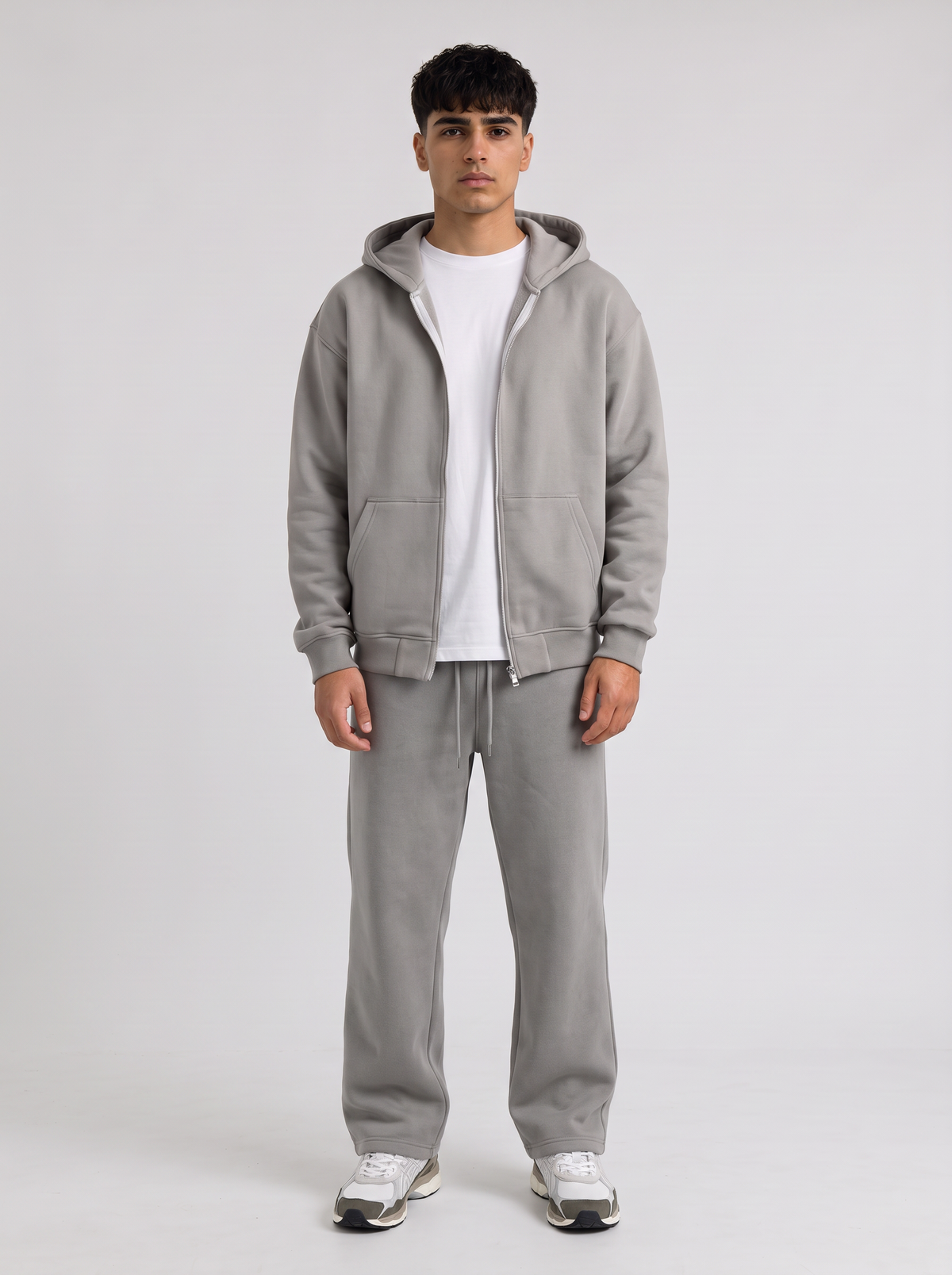 Full Set: Double Zip Hoodie + Wide Leg - Grey – sully outfit
