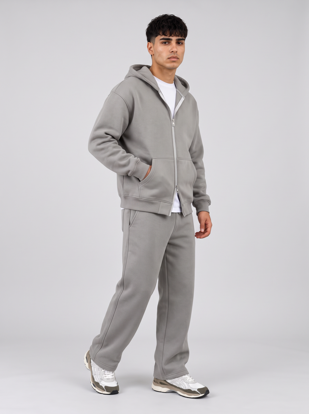 Full Set Double Zip Hoodie - Grey - Pulse Set 30