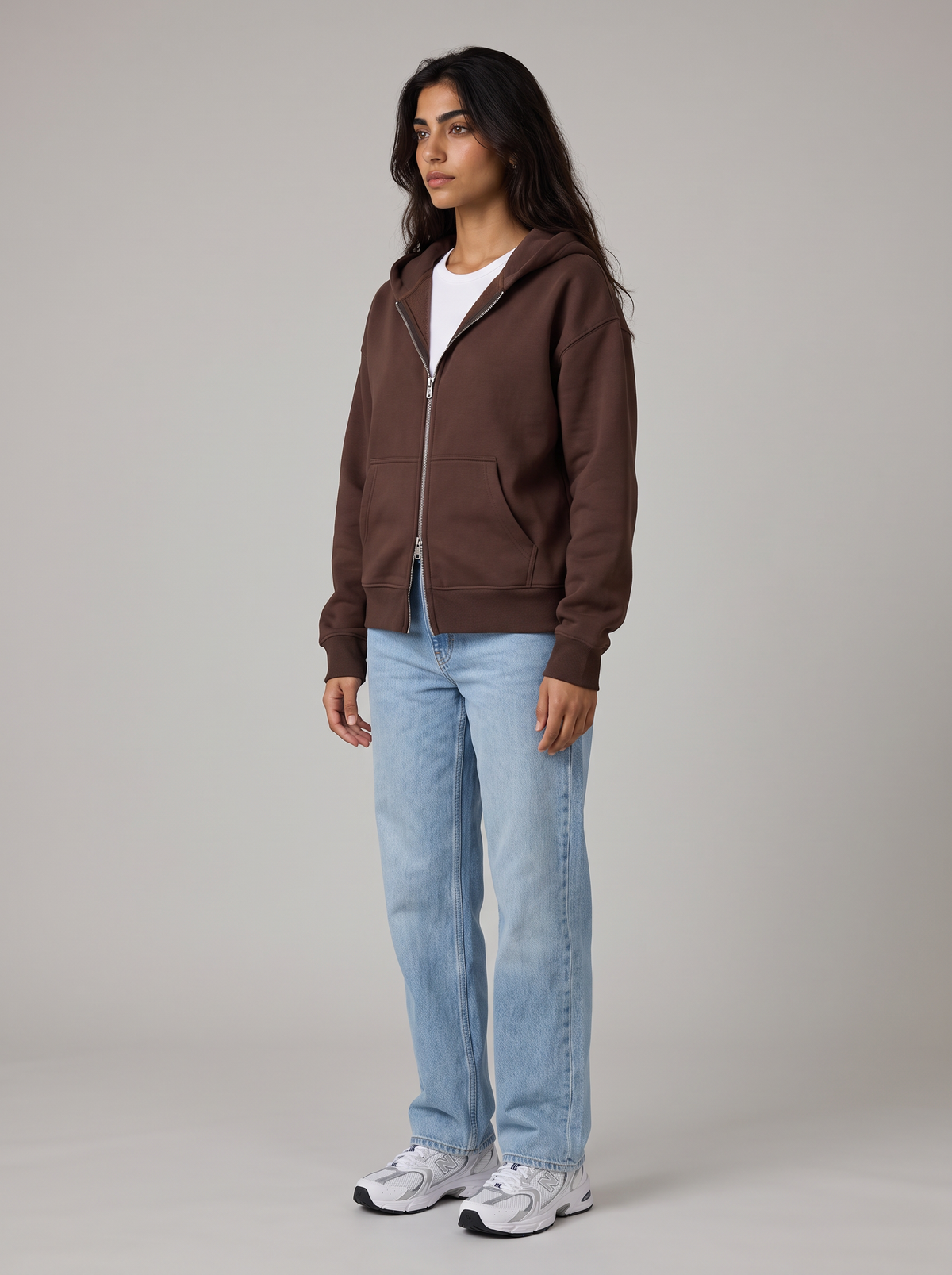 Double Zip Hoodie - Brown - Aura 30 Degree
