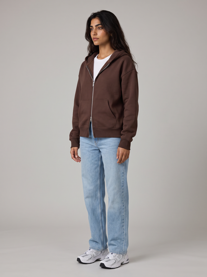 Double Zip Hoodie - Brown - Aura 30 Degree