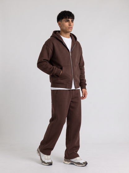 Full Set Double Zip Hoodie - Brown - Pulse Set 30
