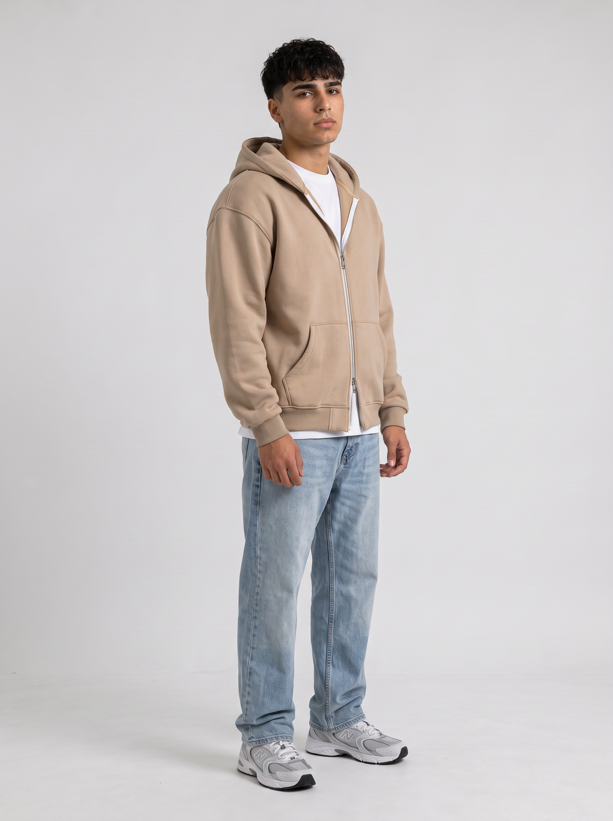 Double Zip Hoodie - Beige - Pulse 30 Degree