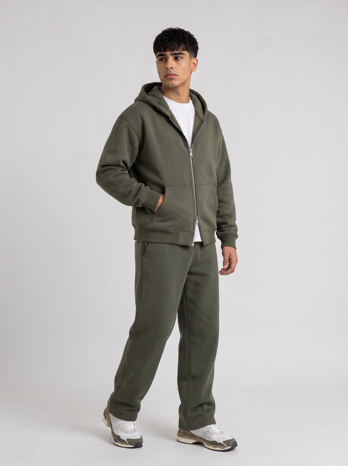 Full Set Double Zip Hoodie - Olive - Pulse Set 30