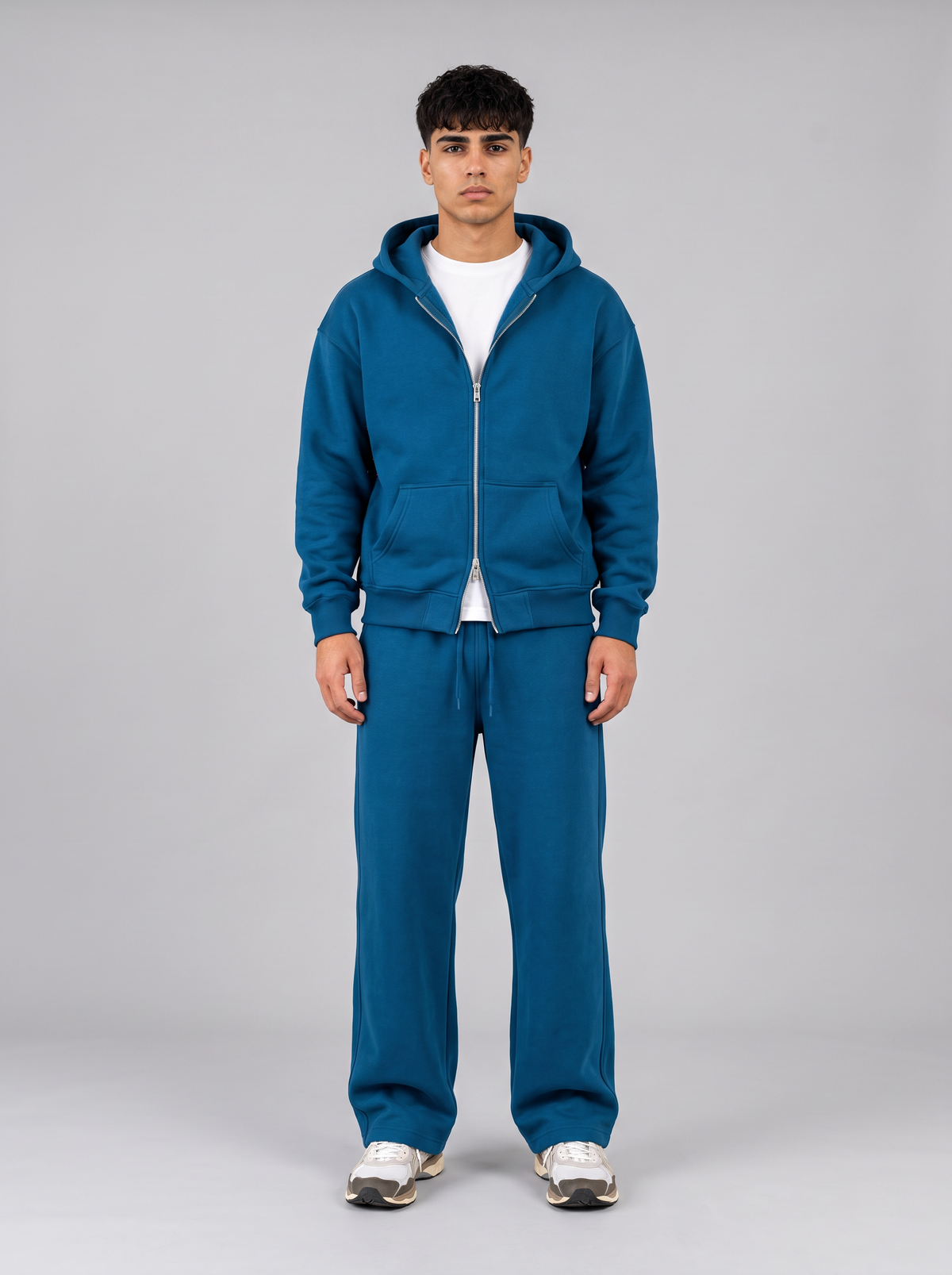 Full Set Double Zip Hoodie - Blue - Pulse Set Front