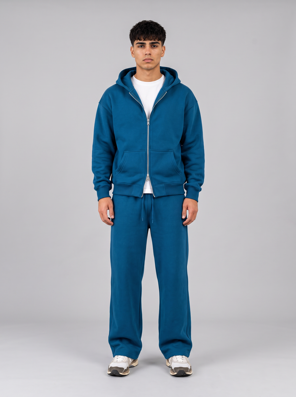 Full Set Double Zip Hoodie - Blue - Pulse Set Front