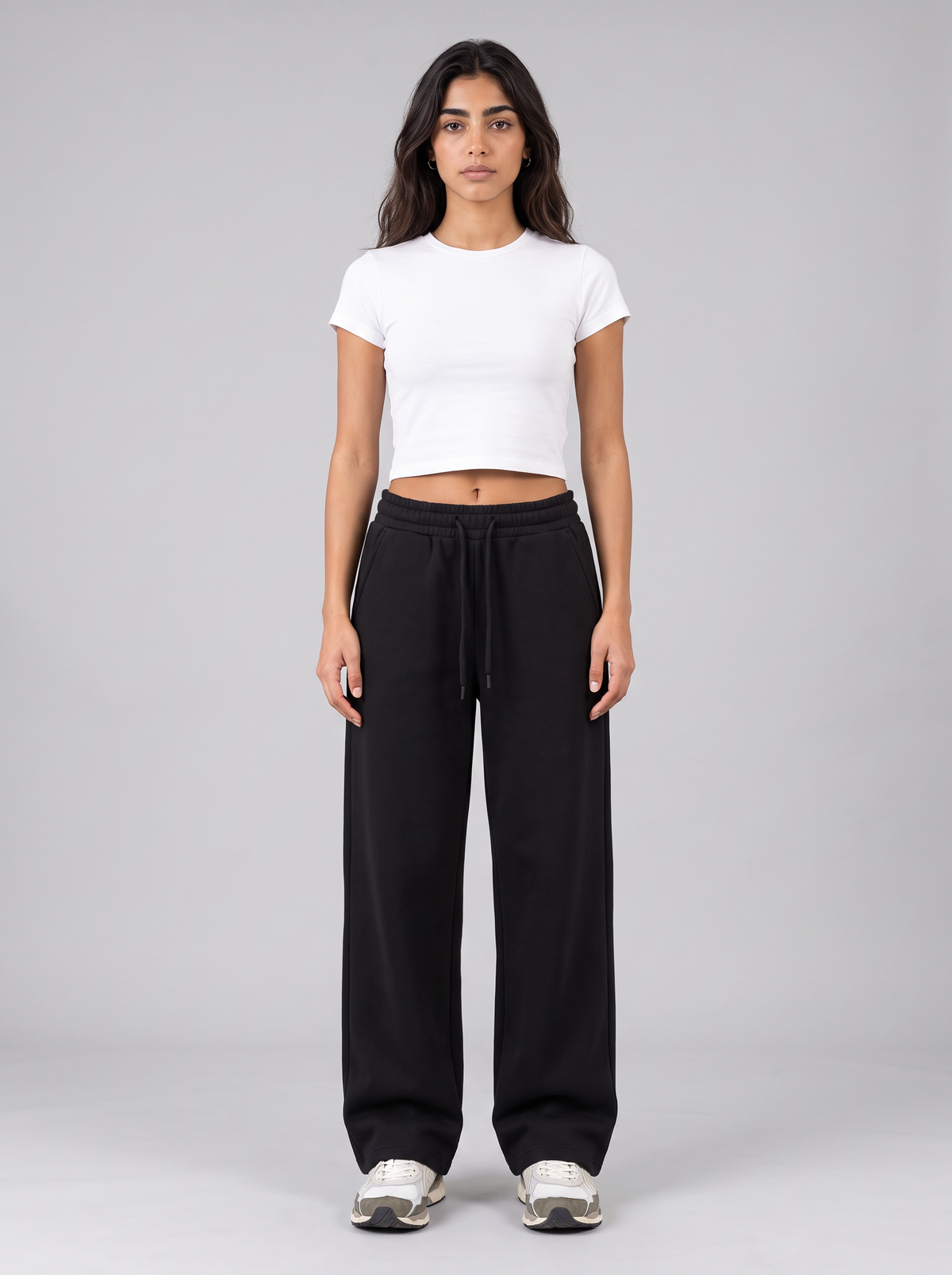 Winter Wide Leg Sweatpants - Black - Aura Front Hero
