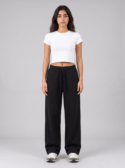 Winter Wide Leg Sweatpants - Black - Aura Front Hero