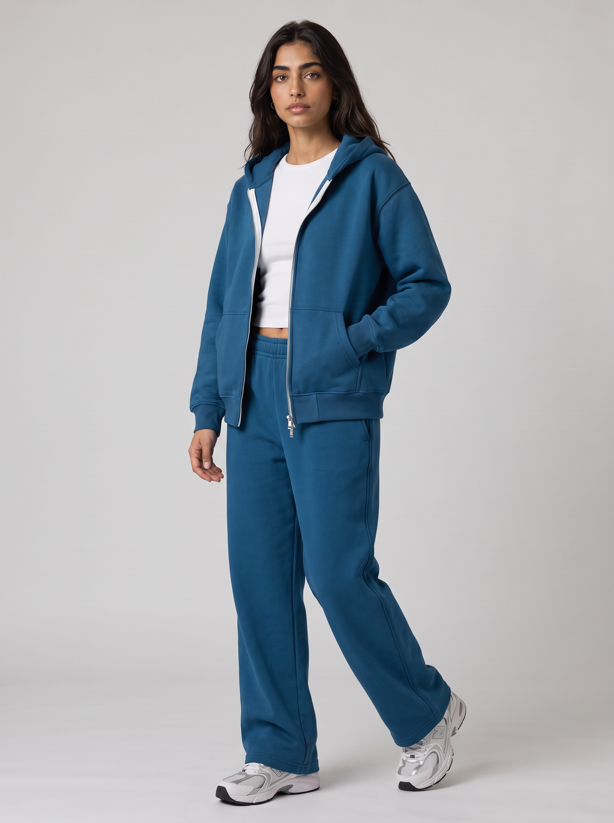 Full Set Double Zip Hoodie - Blue - Aura Set 30