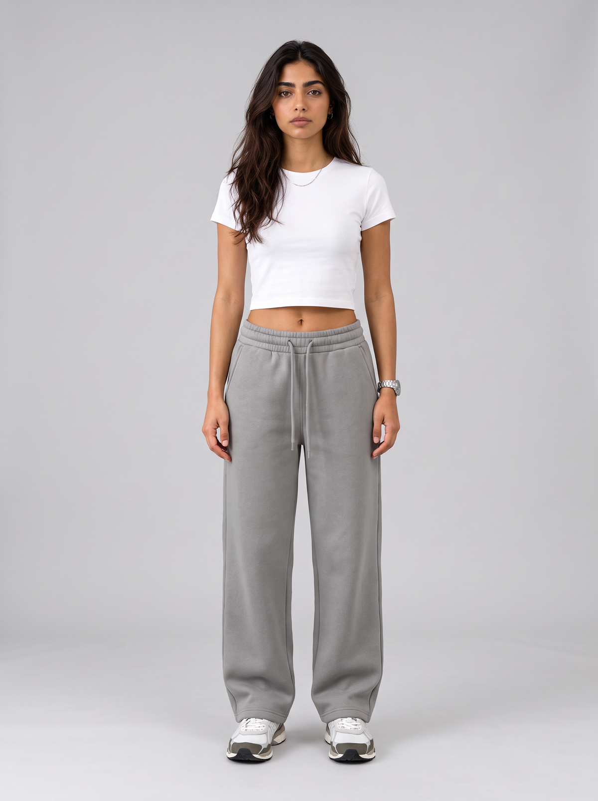 Winter Wide Leg Sweatpants - Grey - Aura Front Hero