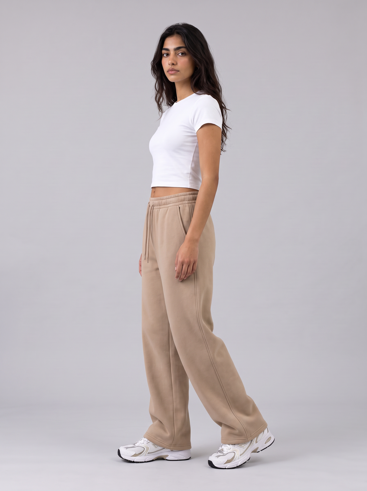 Winter Wide Leg Sweatpants - Beige - Aura 30 Degree