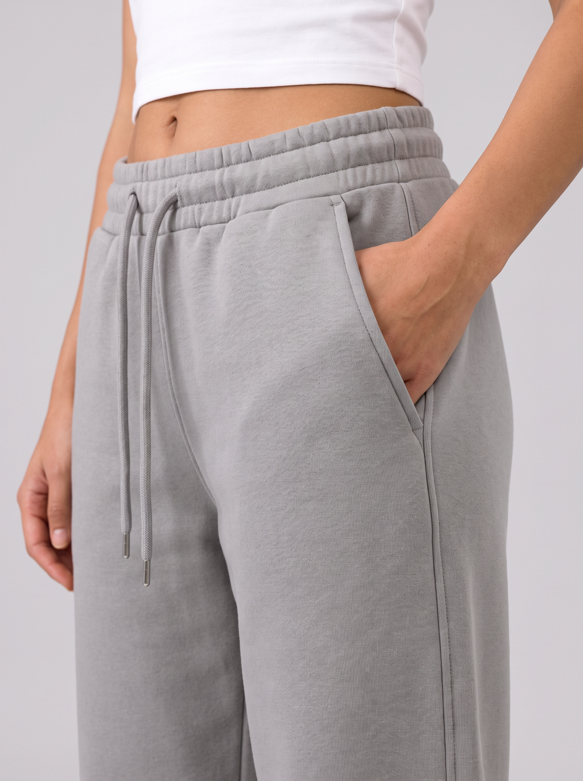 Winter Wide Leg Sweatpants - Grey - Aura Detail