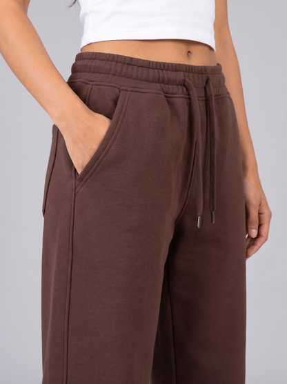 Winter Wide Leg Sweatpants - Brown - Aura Detail