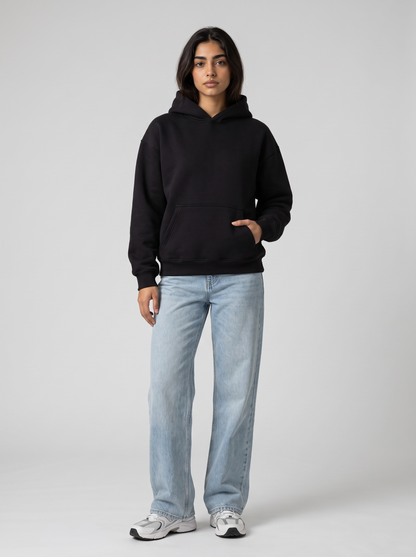 Oversized Hoodie - Black - Aura Front Hero