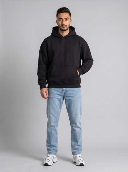Oversized Hoodie - Black - Hero Front Hero
