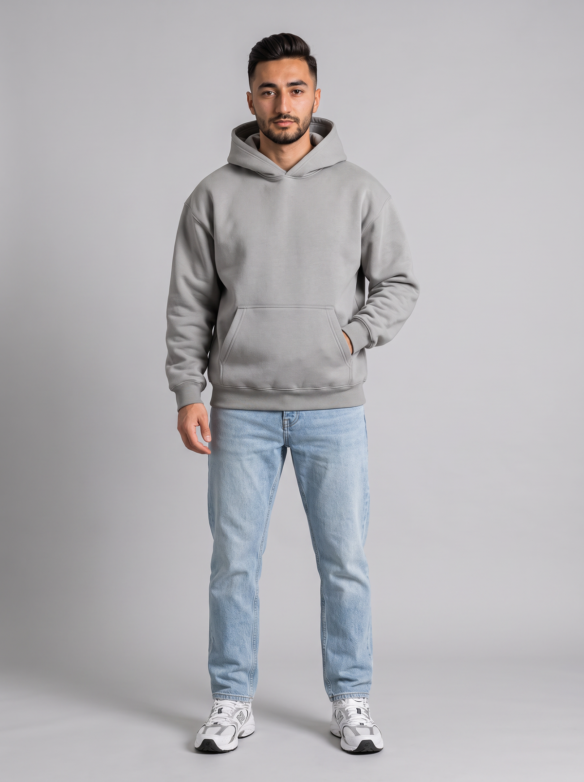 Oversized Hoodie - Grey - Hero Front Hero