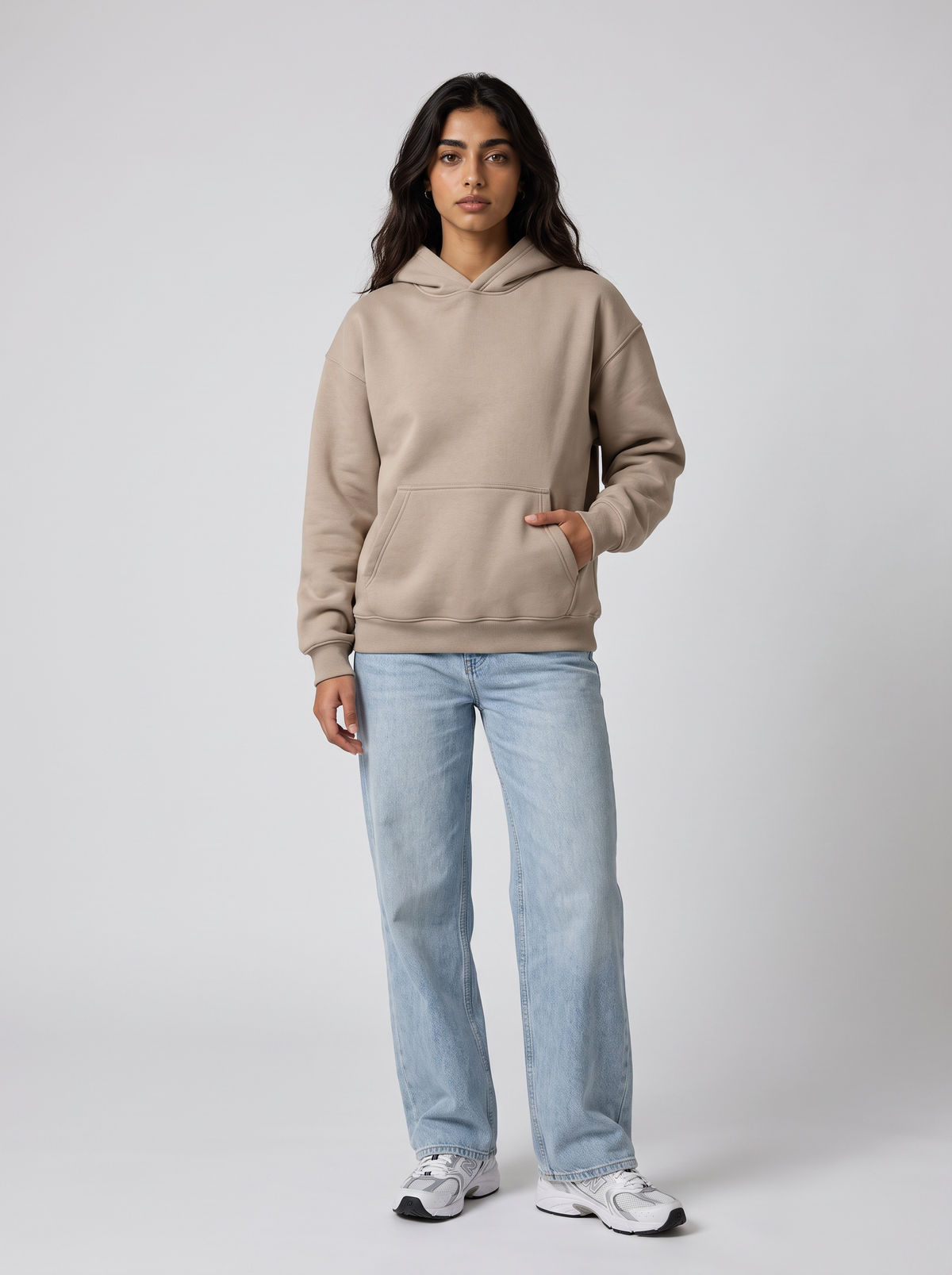 Oversized Hoodie - Beige - Aura Front Hero