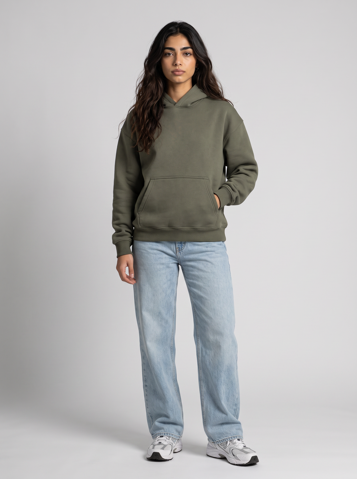 Oversized Hoodie - Olive - Aura Front Hero