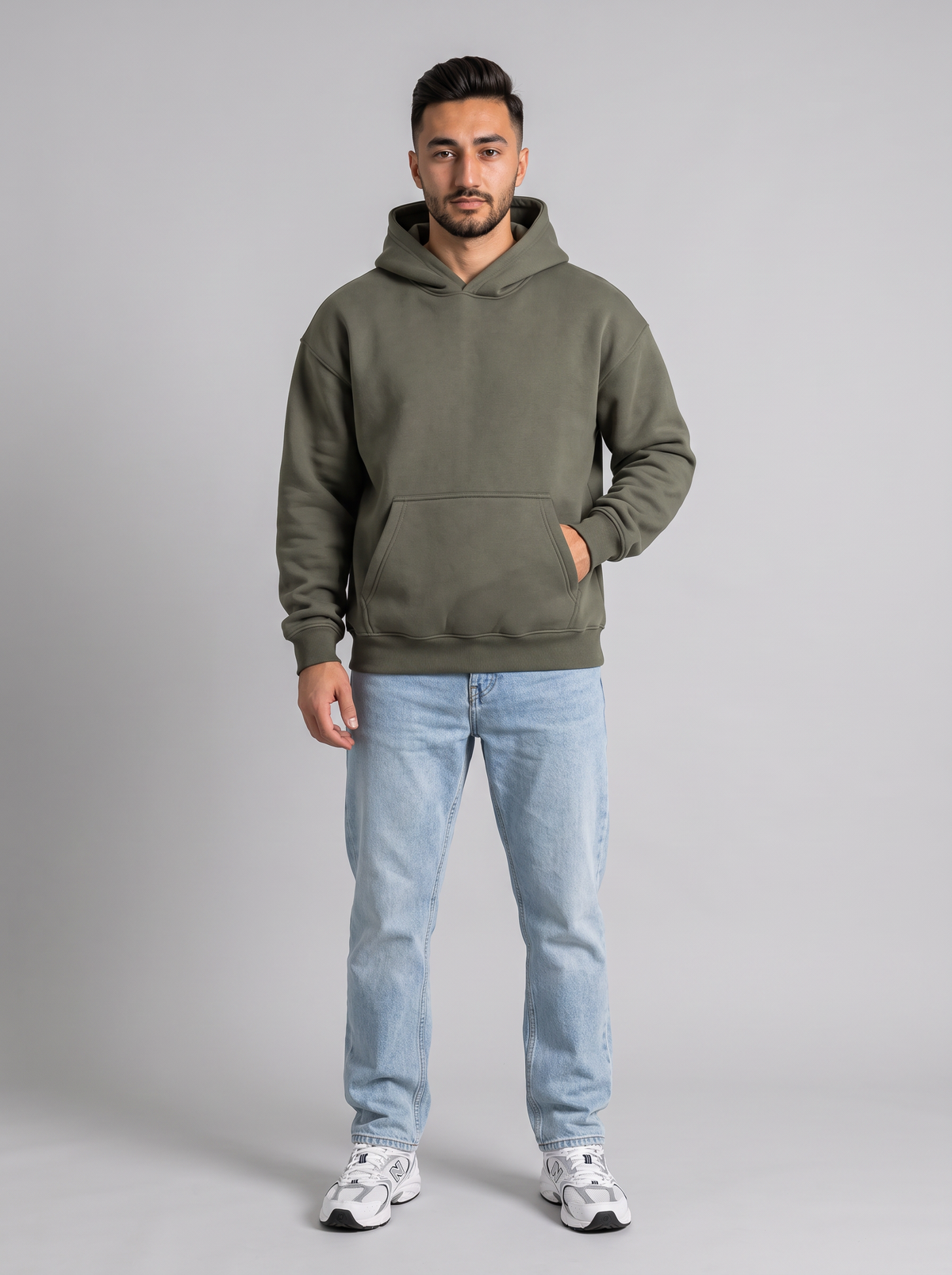 Oversized Hoodie - Olive - Hero Front Hero