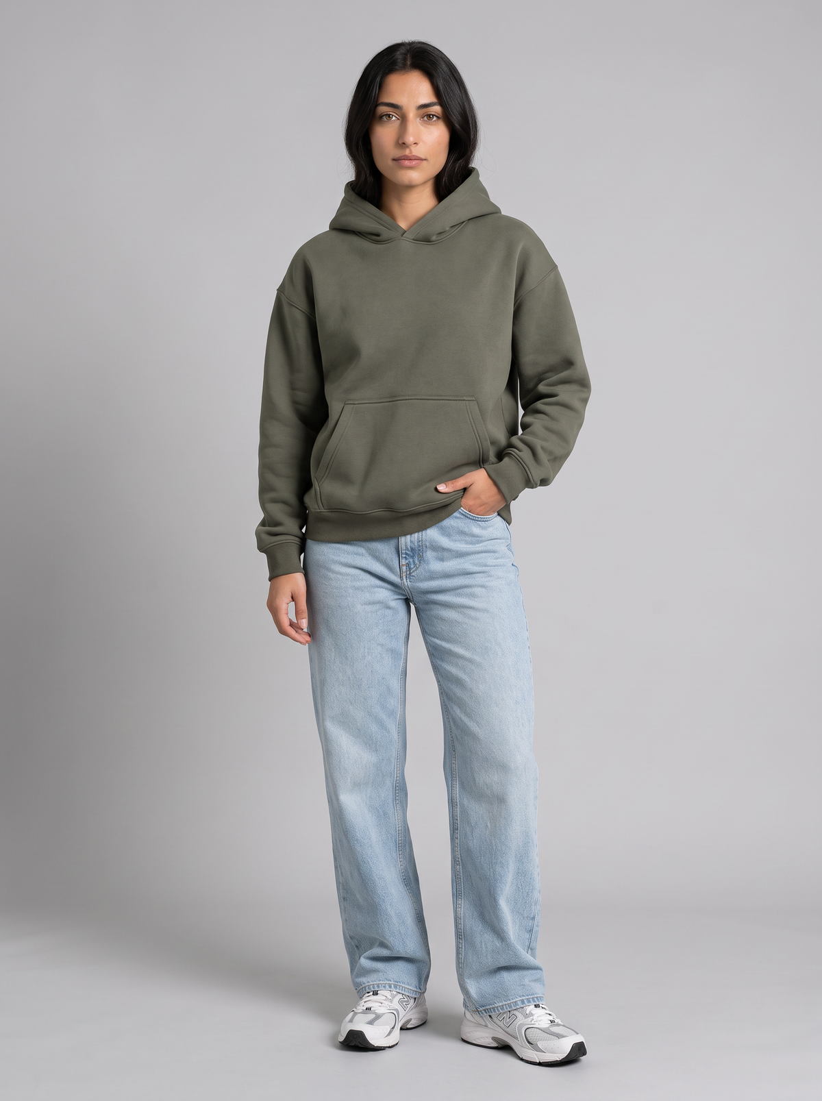 Oversized Hoodie - Olive - Muse Front Hero