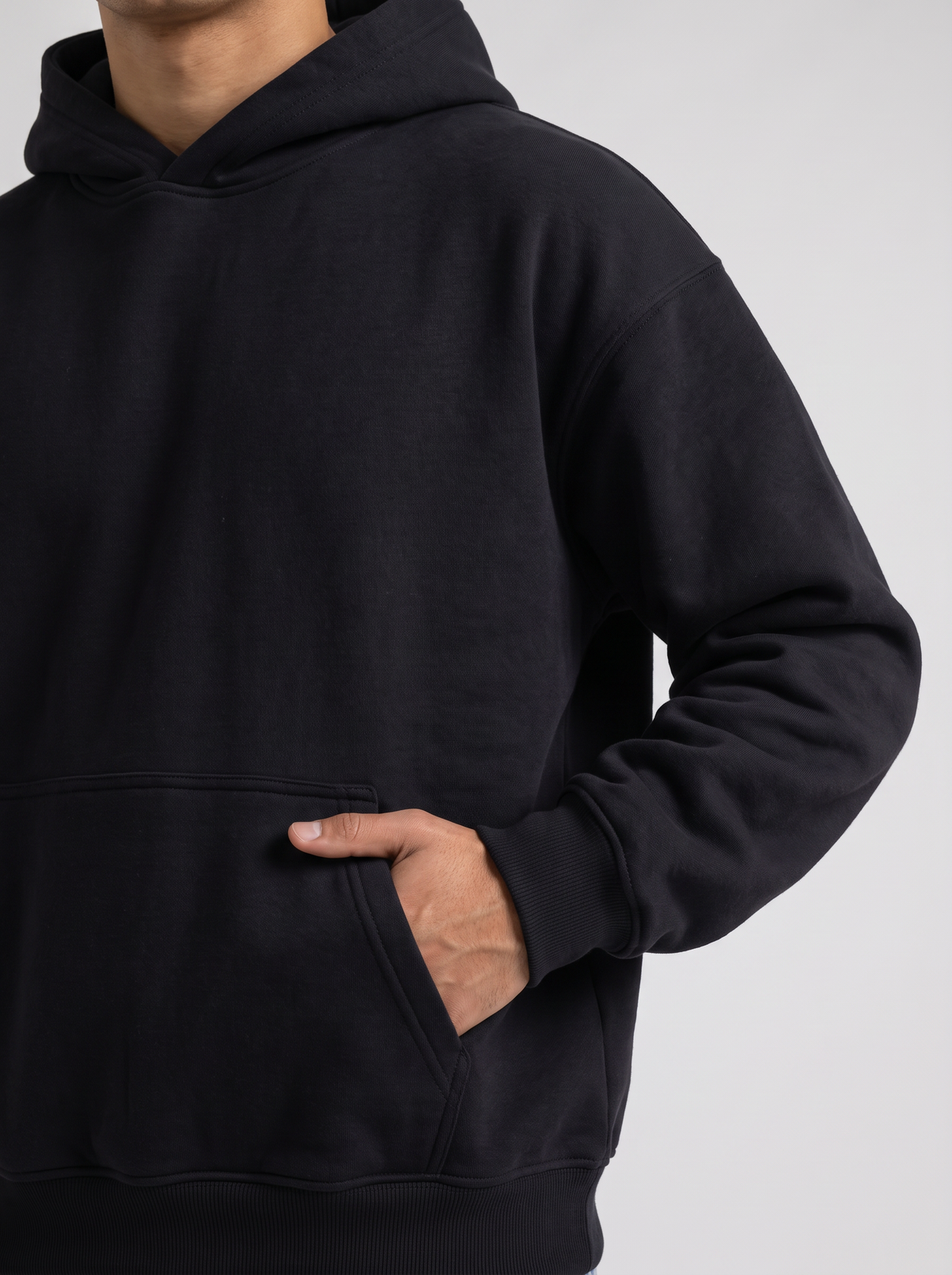 Oversized Hoodie - Black - Pulse Detail